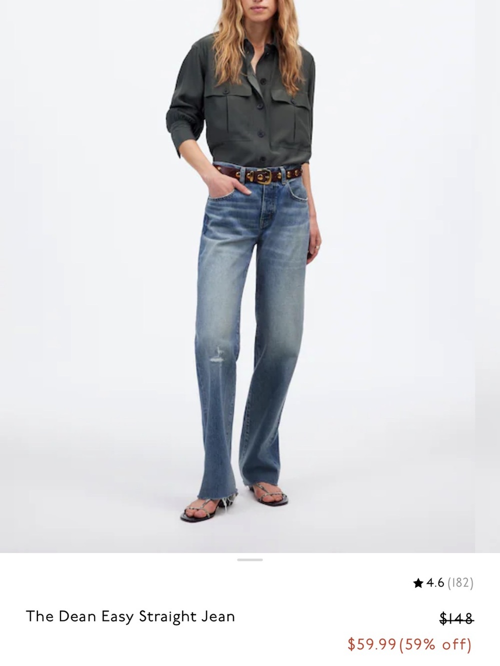Madewell The Dean Easy Straight Jean - Monessen WashRigid NWT